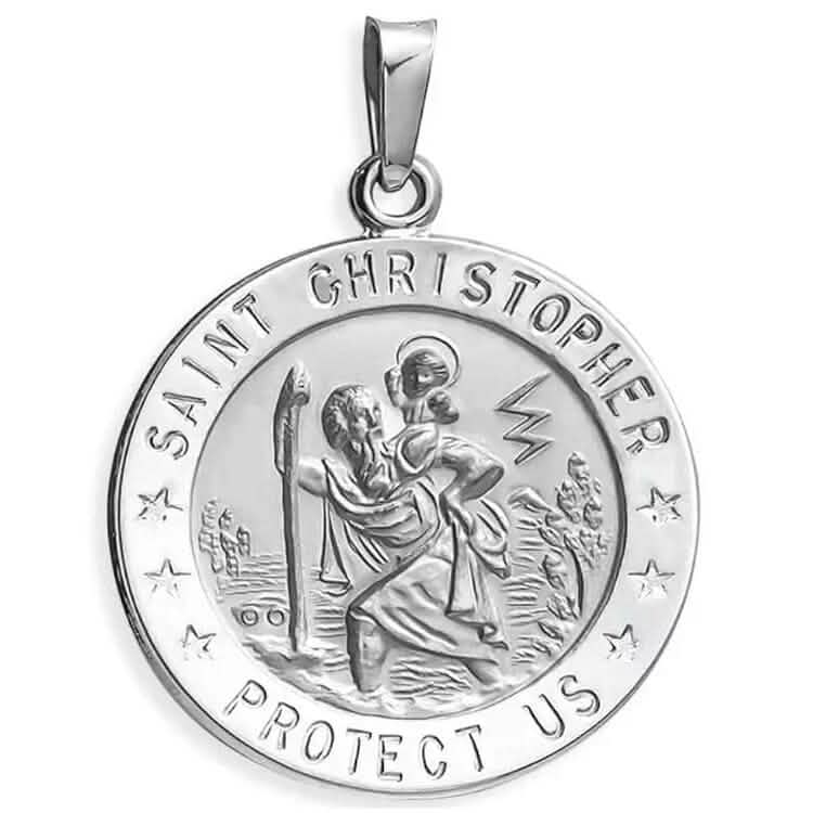 925 Sterling Silver 20MM Saint Christopher Religious Pendant Necklace 2