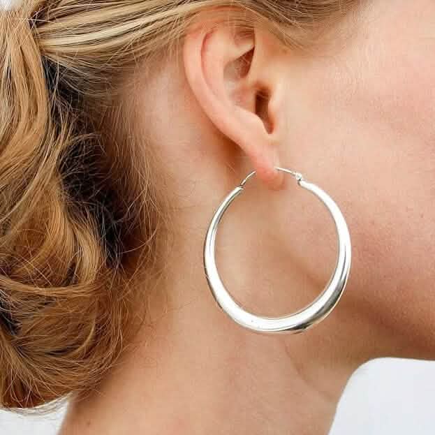 925 Sterling Silver Round Hoop Earrings – 40mm, 50mm or 60mm 3