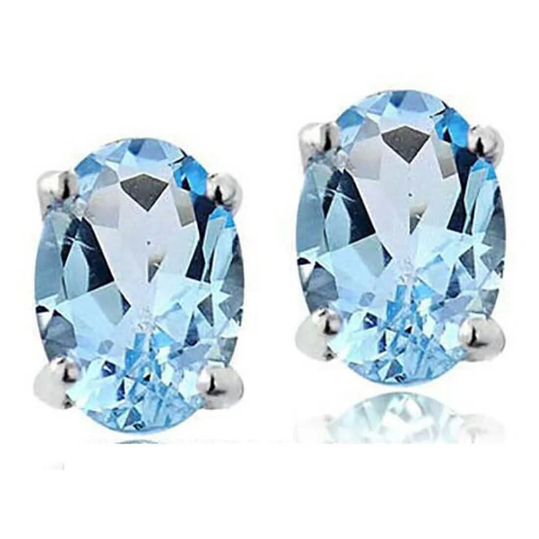 925 Sterling Silver London Blue Topaz Stud Earrings 1