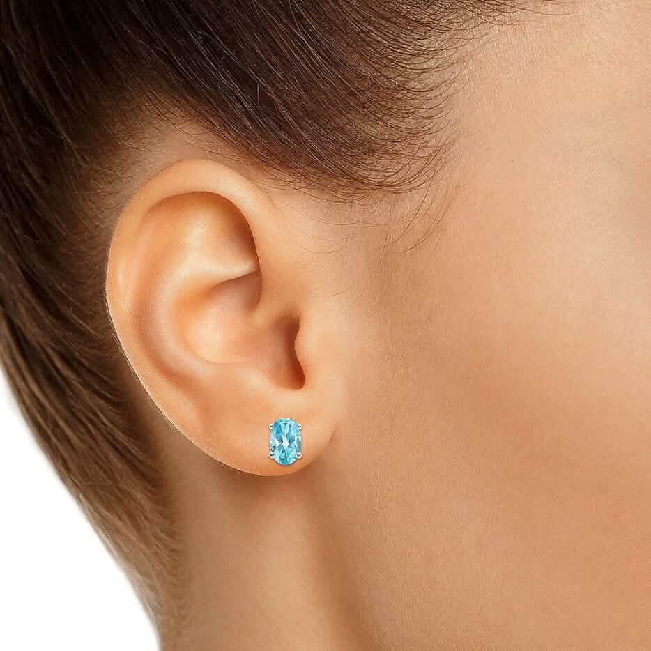 925 Sterling Silver London Blue Topaz Stud Earrings 2