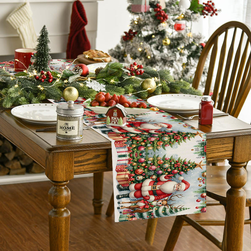 Christmas decoration table flag home fabric tablecloth holiday party tablecloth tea flag Christmas tree print 2