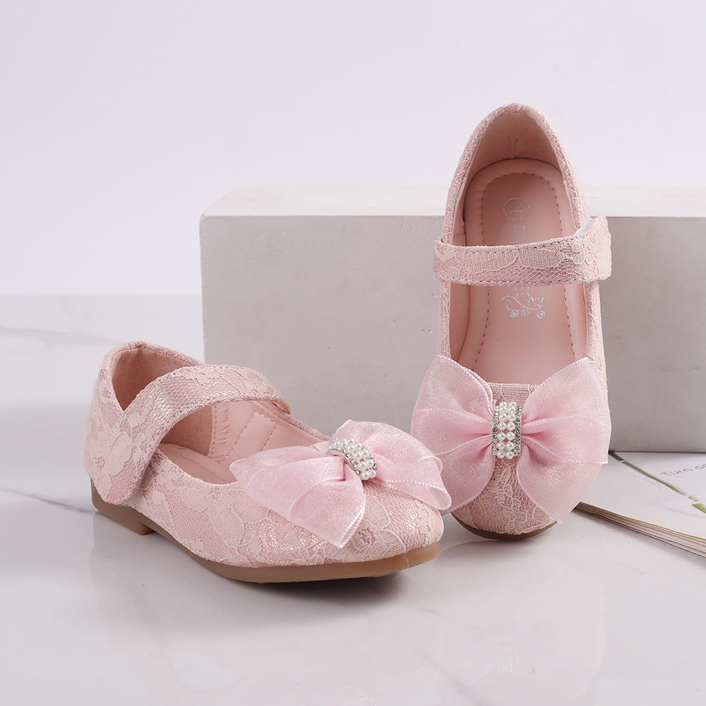 Princess Shoes Bow Lace Wedding Flower Girl 2