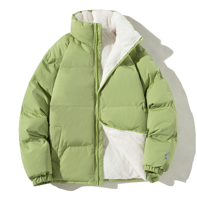Couples Stand-up Collar Coat With Pockets Fashion Winter Warm Plush Thickened Jacket For Women Men Loose Outwear Top Clothing 8
