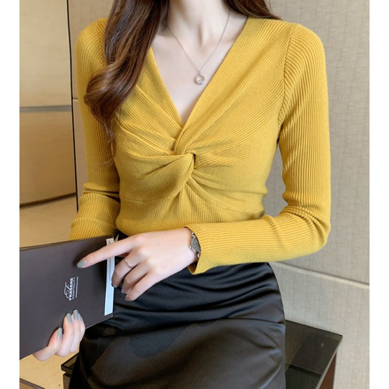 Autumn And Winter Clothing New Kinked Design Slim-fit Cashmere Knitwear For Women 3