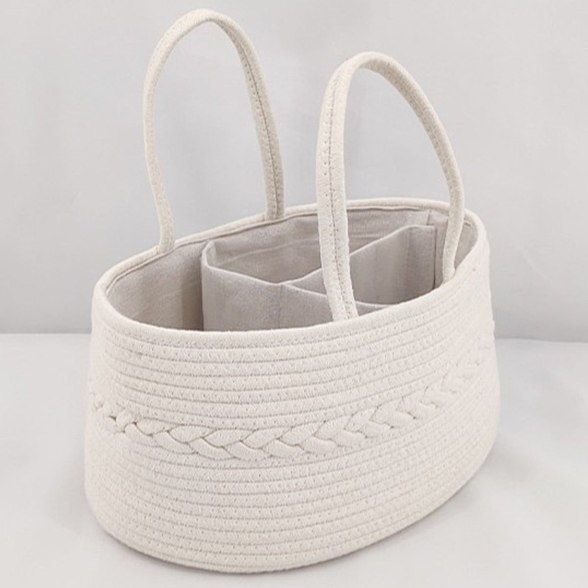 Diaper Caddy Organizer, Large Cotton Rope Nursery Baby Basket, Changing Table Organizer For Baby Diaper Storage, Portable Car Organizer With Removable Divider, Baby Shower Gifts 11