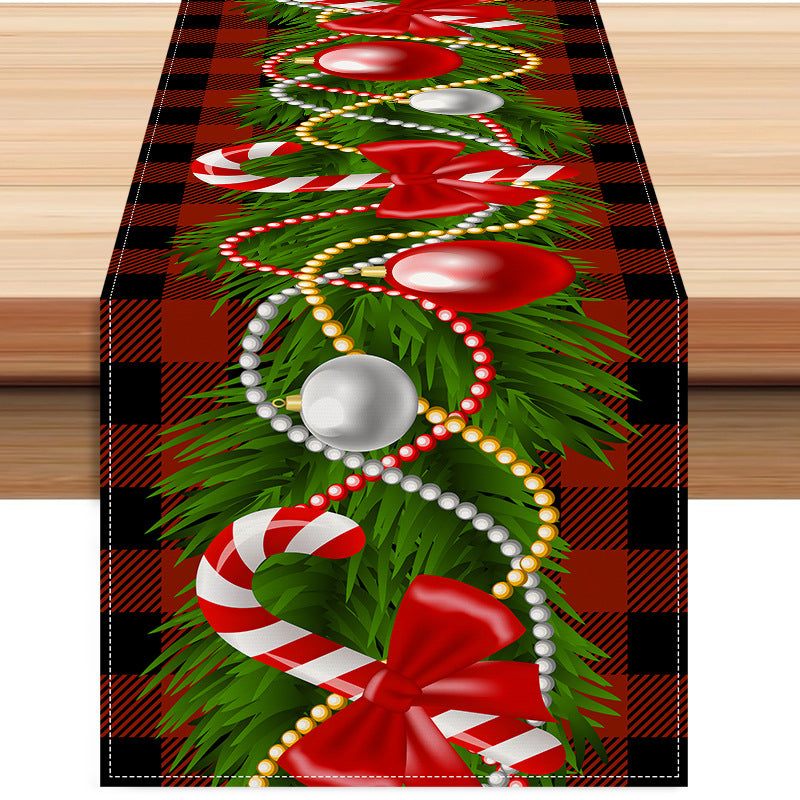 Christmas table flag Christmas candy printed tablecloth TV cabinet decoration white linen tablecloth tea flag pad 1