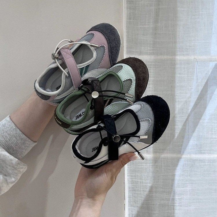 2026 New Summer Korean Style Girls Hollow Low Cut Sneakers, Color Block Breathable Mesh Casual Sports Shoes For Kids 2
