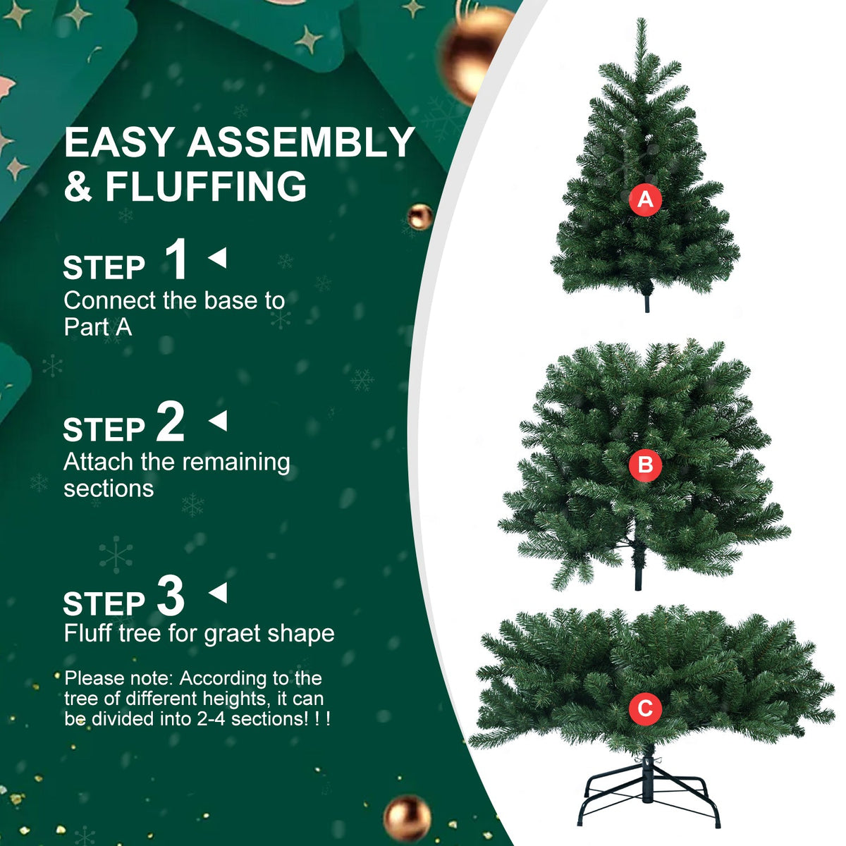 5FT PVC Green Memory Wire Christmas tree 7