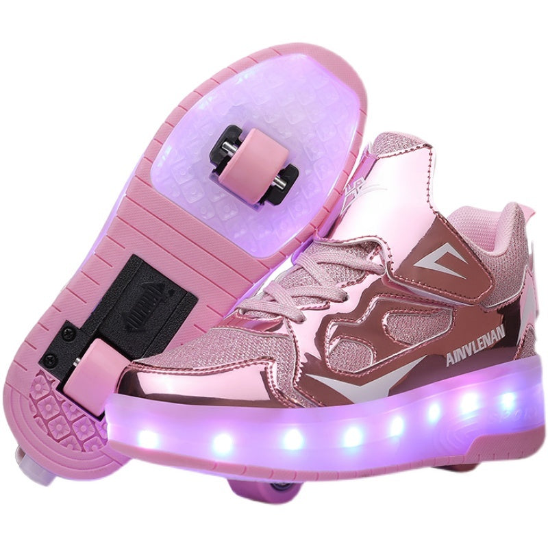 New Boy Student Roller Skating Shoelace Wheels 8