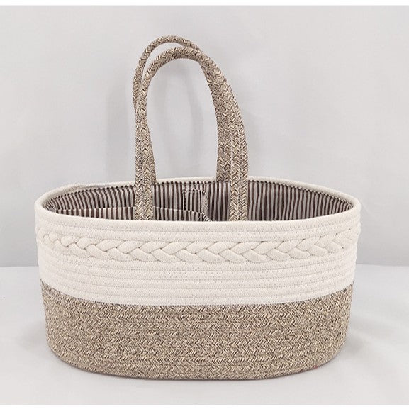 Diaper Caddy Organizer, Large Cotton Rope Nursery Baby Basket, Changing Table Organizer For Baby Diaper Storage, Portable Car Organizer With Removable Divider, Baby Shower Gifts 12