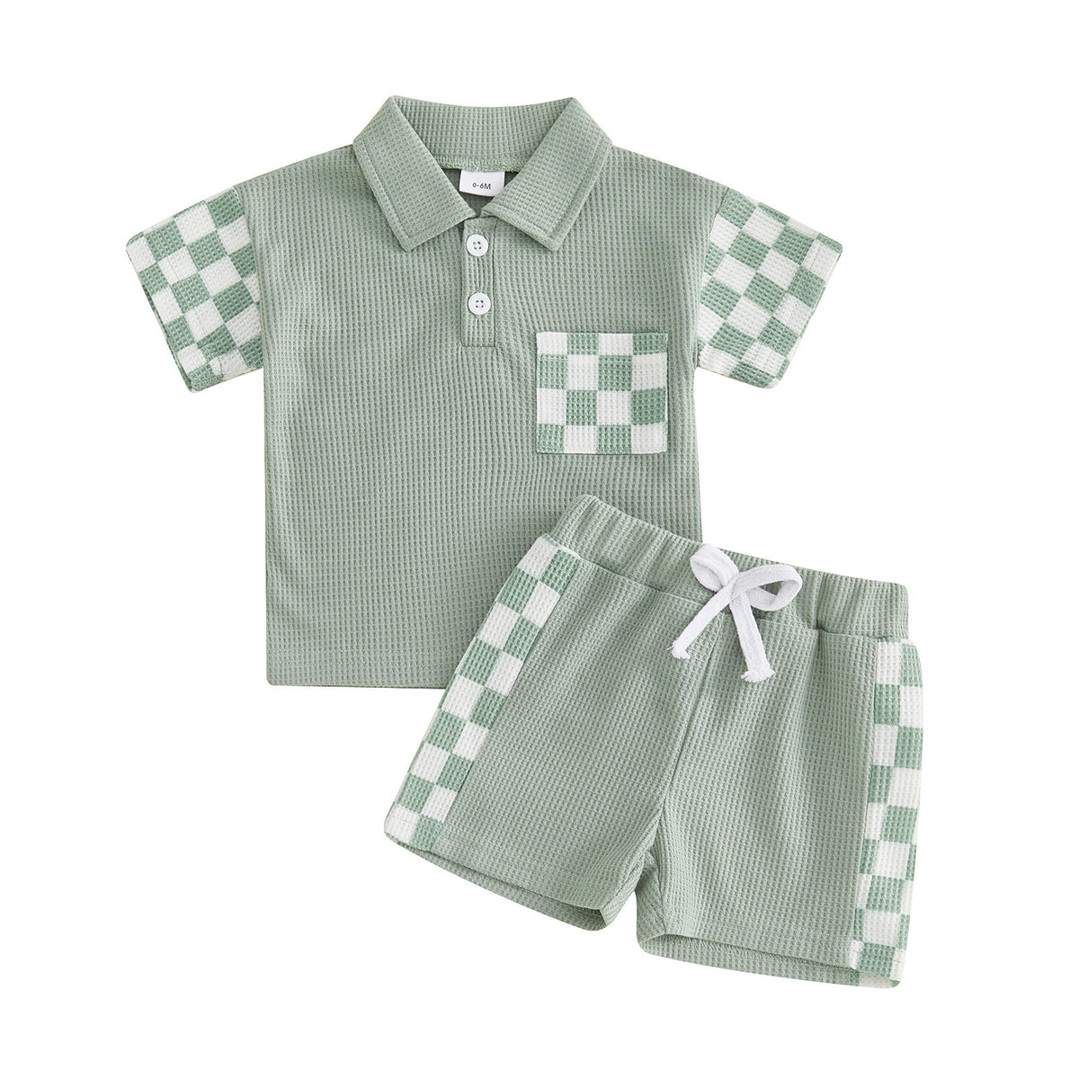 Summer Lapel Collar Plaid Patchwork Solid Color Two-Piece Set With Pockets 3