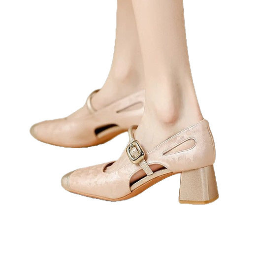 Womens Shoes Soft-soled Fashionable High Heels Outerwear Mary Jane High Heels 5