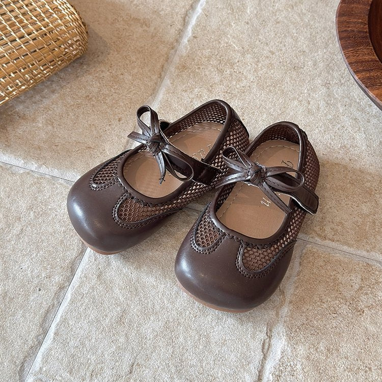 2026 New Arrival Girls' Mesh Leather Shoes, Breathable Soft Sole Loafers, Cute Princess Shoes For Little Girls 4