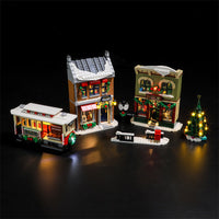 YEABRICKS is compatible with LEGO 10308 Festival Street building blocks, LED lighting, Christmas series toy lights