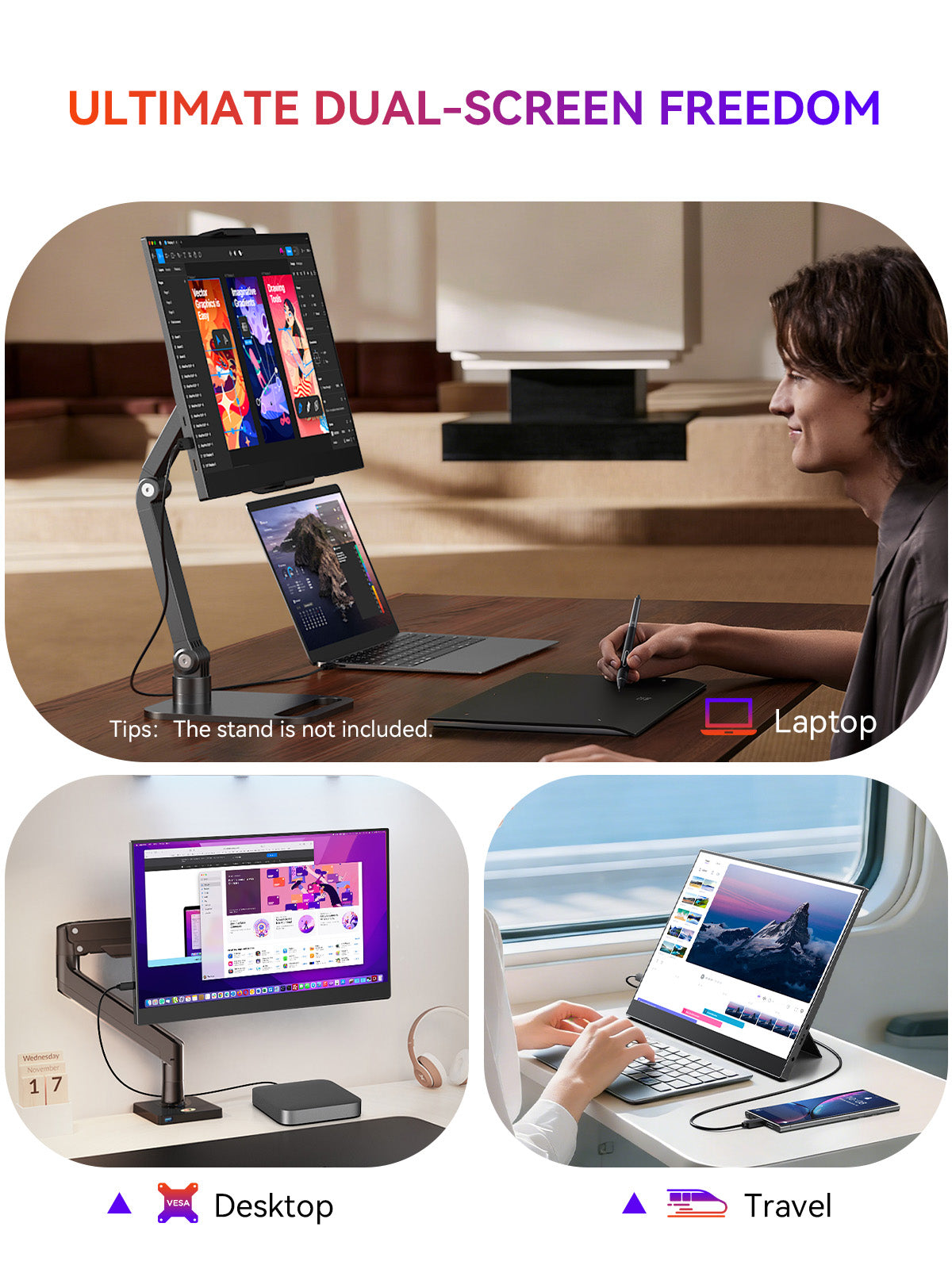 UPERFECT 15.6 Inch Portable Monitor 1080P FHD IPS Display 125 Percent SRGB USB C HDMI Plug And Play Built In Stand Dual Speakers For Laptop PC MacBook PS5 Xbox Switch 7