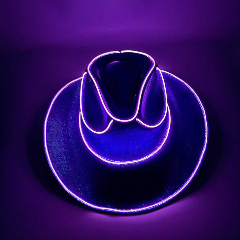 Halloween Carnival Party LED Wireless Fluorescent Colorful Cowboy Flashing Hat 4