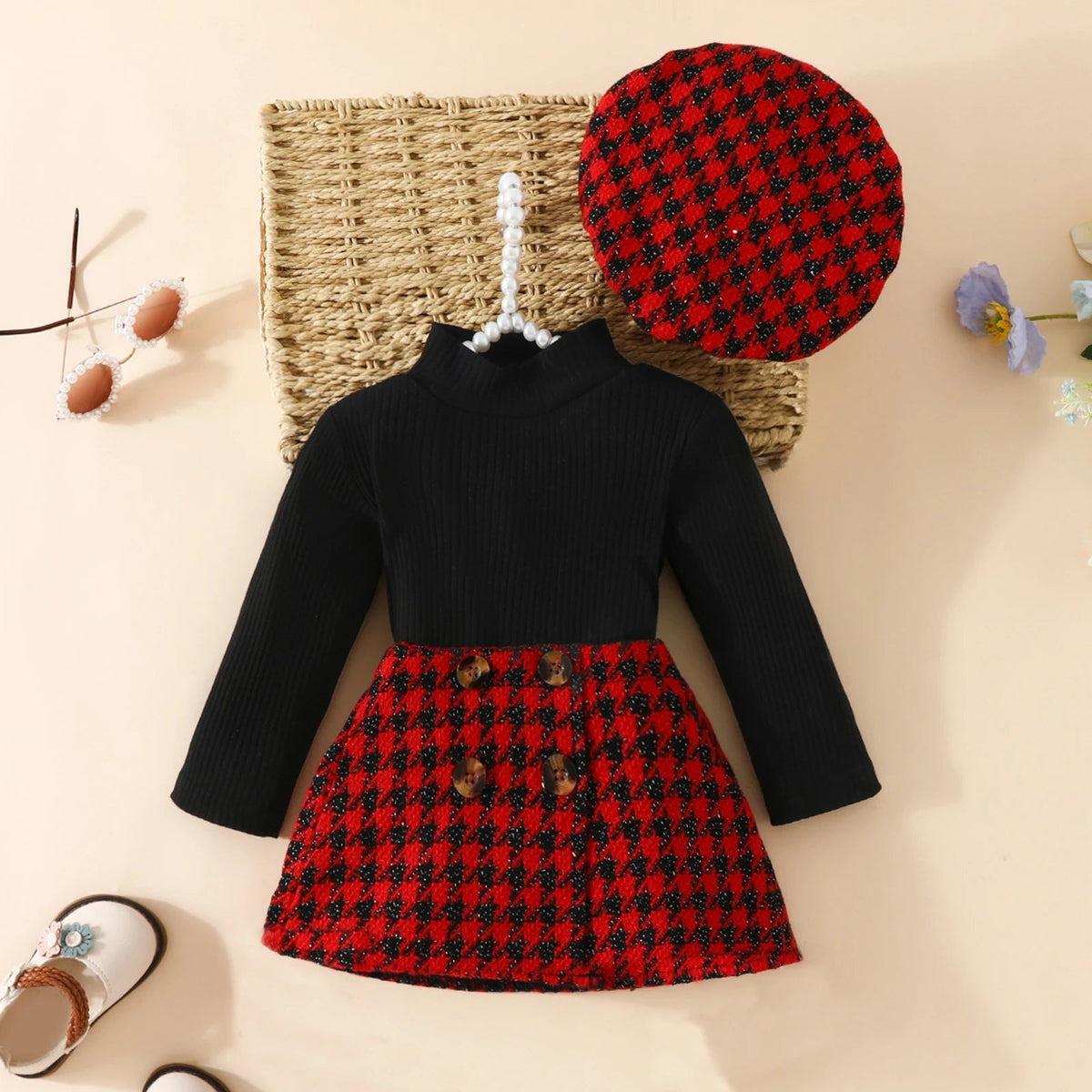 ma&baby 6M-3Y Christmas Newborn Infant Toddler Baby Girl Clothes Sets Knit Long Sleeve Tops Plaid Skirts Hat Xmas Outfits D05 1