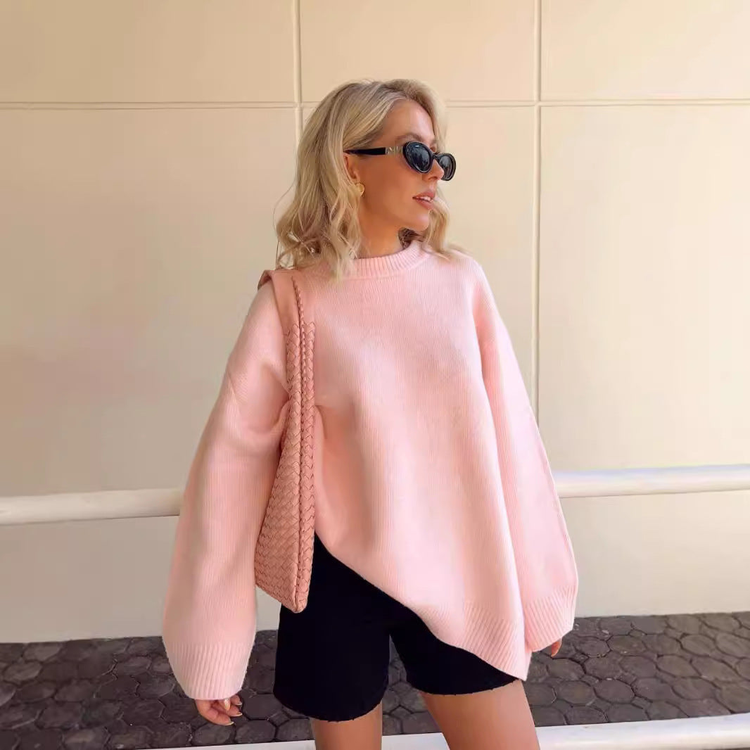 Sweet Crew Neck Pullover Sweater Winter Fashion Loose Long-sleeved Tops For Women Clothing 2