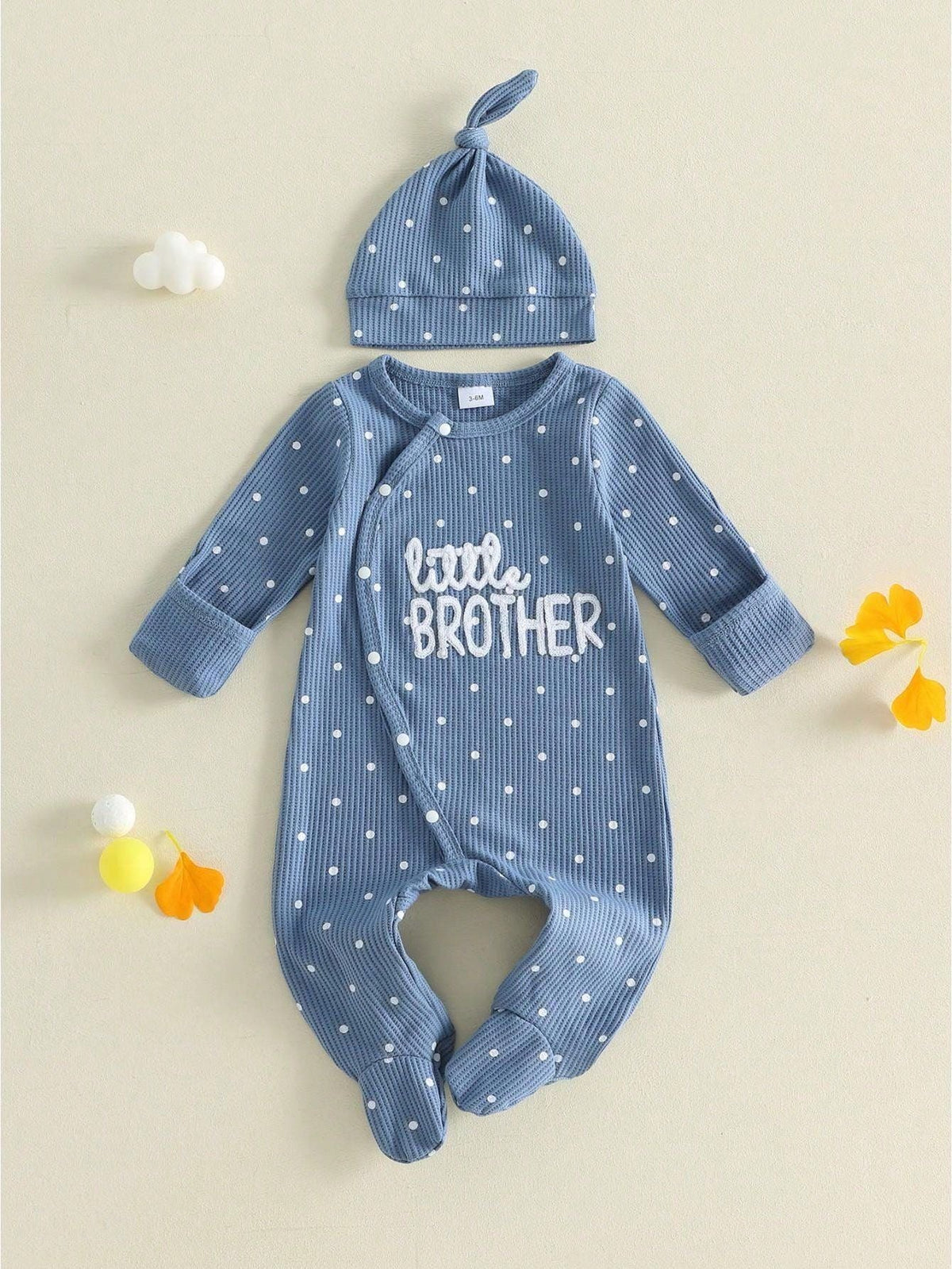 Single-breasted Footed Romper With Hat Two Pieces 5