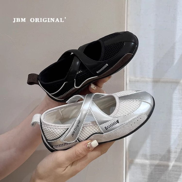 2026 New Spring Summer Girls Retro Ballet Trainers, Cross Strap Mary Jane Flats, Low Cut Flat Casual Sneakers For Kids 2