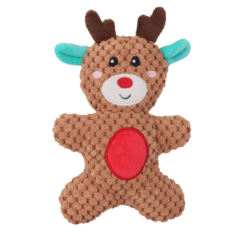 Xmas Pet Dog Plush Noise Chewing Toy Santa Elk Gingerbread Man Donut Cat Dog Christmas Series Cartoon Dog Toy Plush Squeak Toy 11