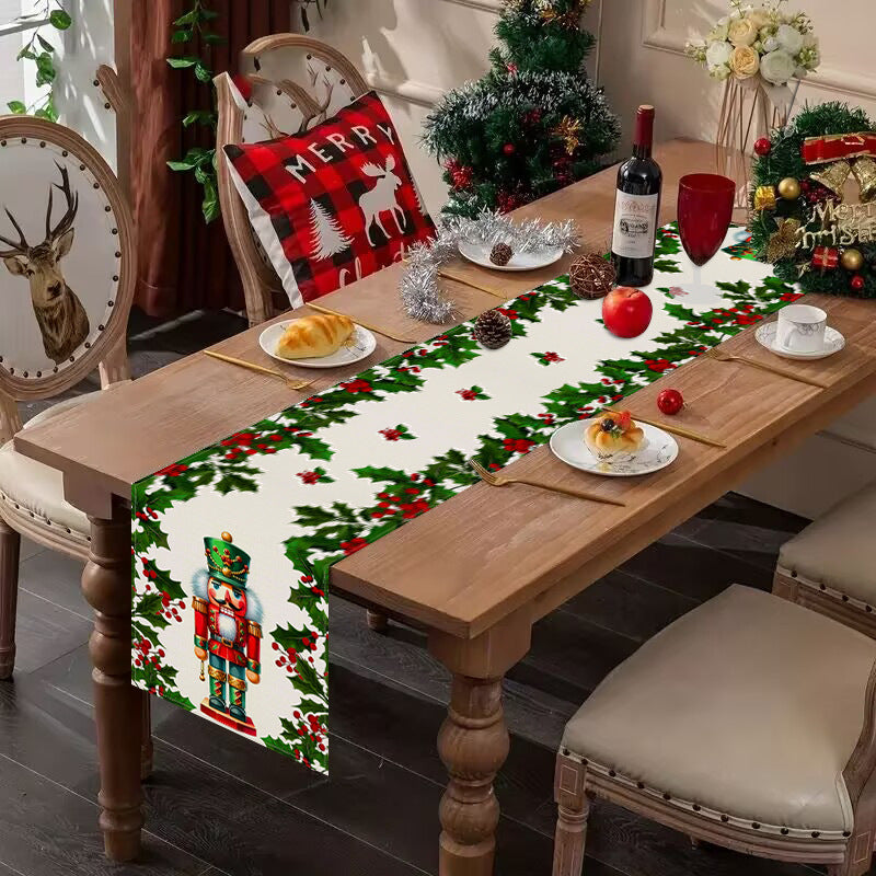 Christmas linen table flag walnut clip printed tablecloth holiday table decoration tablecloth tea flag pad 4