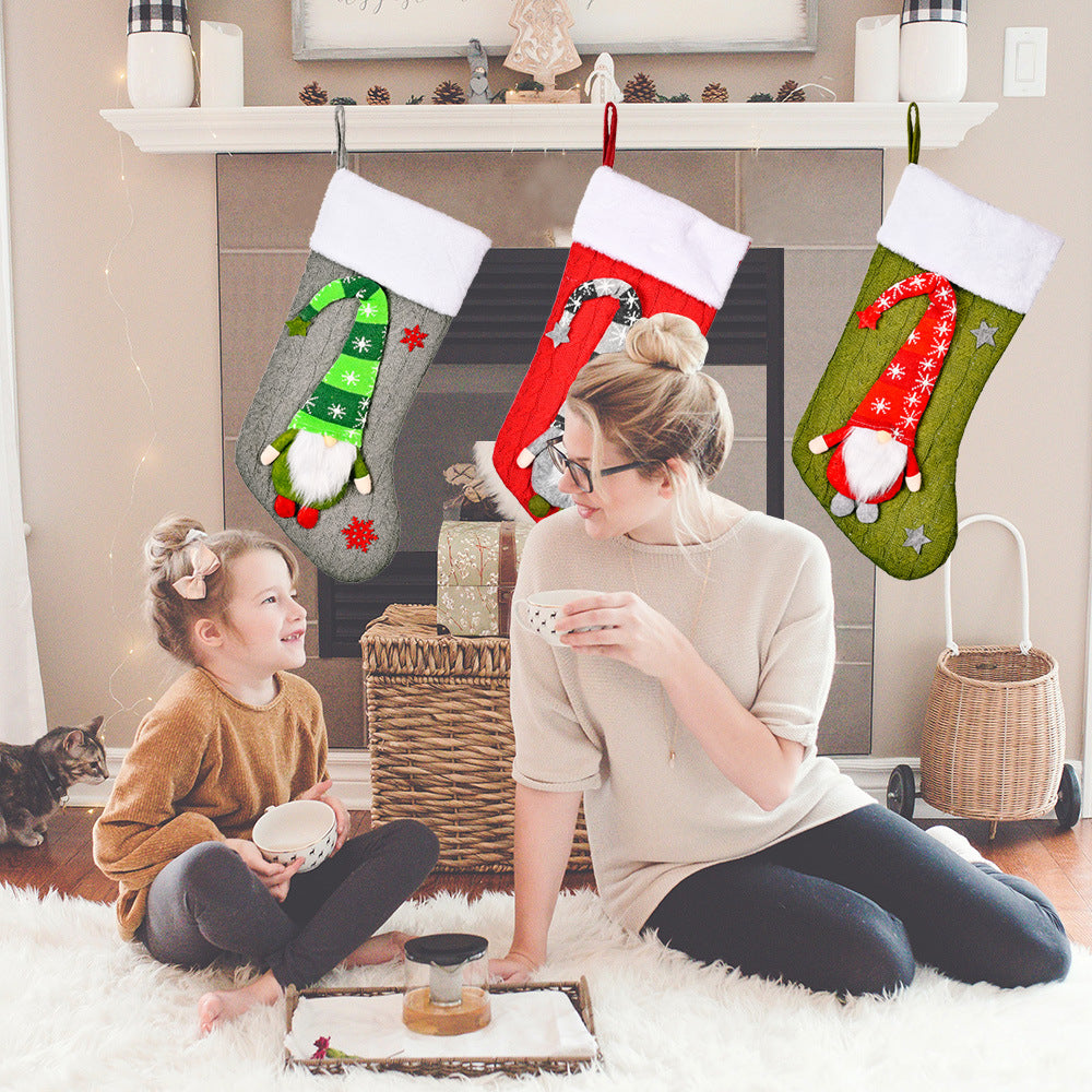 Christmas Decoration Knitted Rudolf Christmas Socks Christmas Children's Day Gifts Home Shopping Mall Decoration 3