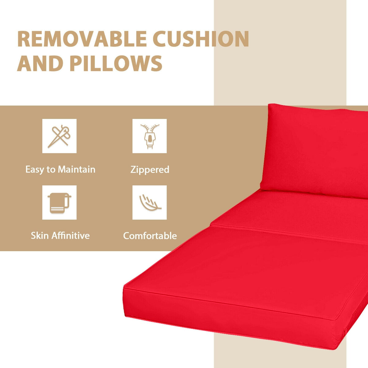 5 Pieces Patio Rattan Furniture Set with Cushioned Armless Sofa 19