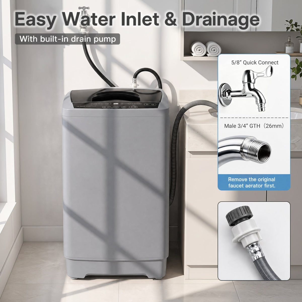 9.93 lbs Full Automatic Washing Machine with 8 Programs 6