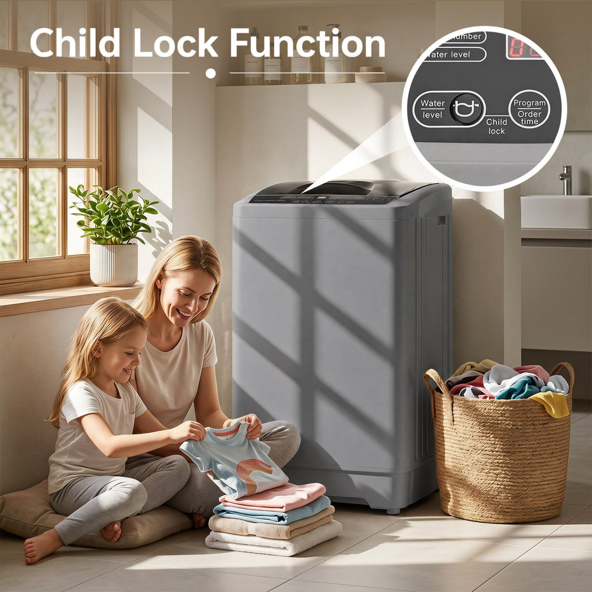 9.93 lbs Full Automatic Washing Machine with 8 Programs 8