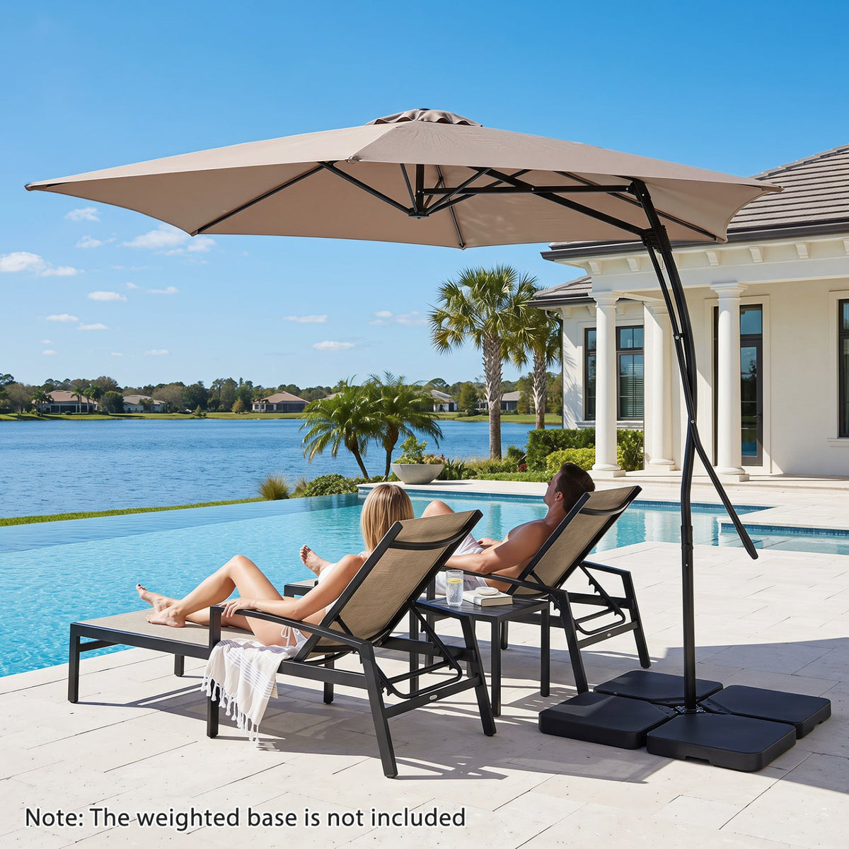 9 FT Cantilever Umbrella with Cross Base and Crank Handle 2