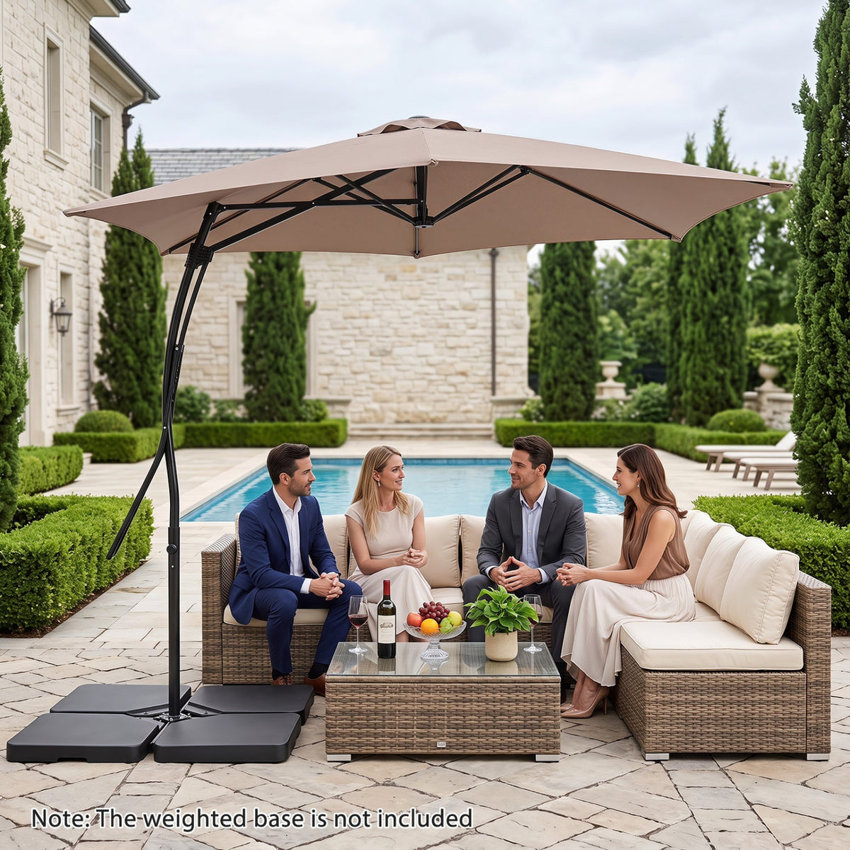 9 FT Cantilever Umbrella with Cross Base and Crank Handle 5