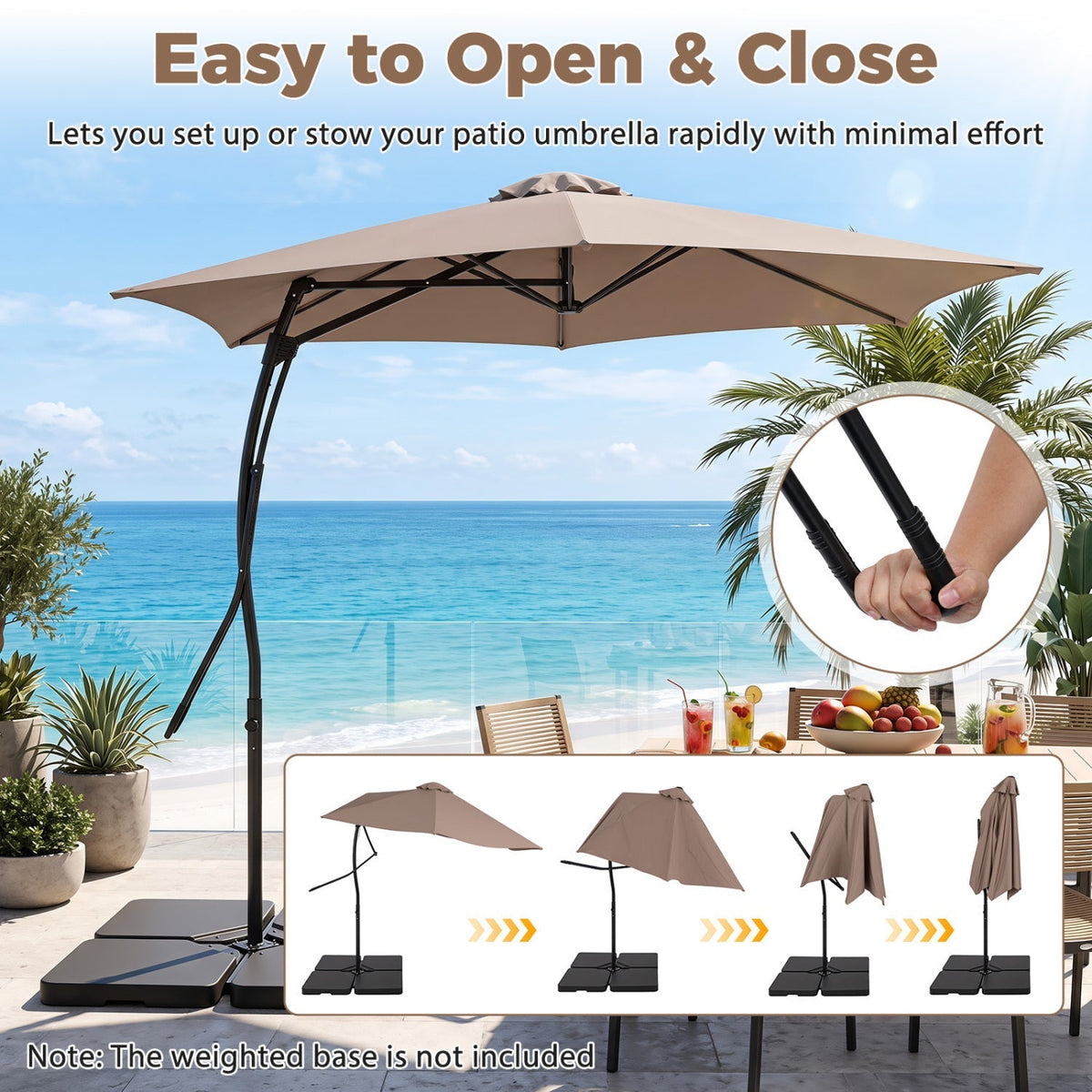 9 FT Cantilever Umbrella with Cross Base and Crank Handle 6