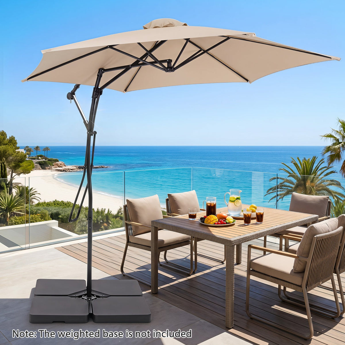 9 FT Cantilever Umbrella with Cross Base and Crank Handle 9