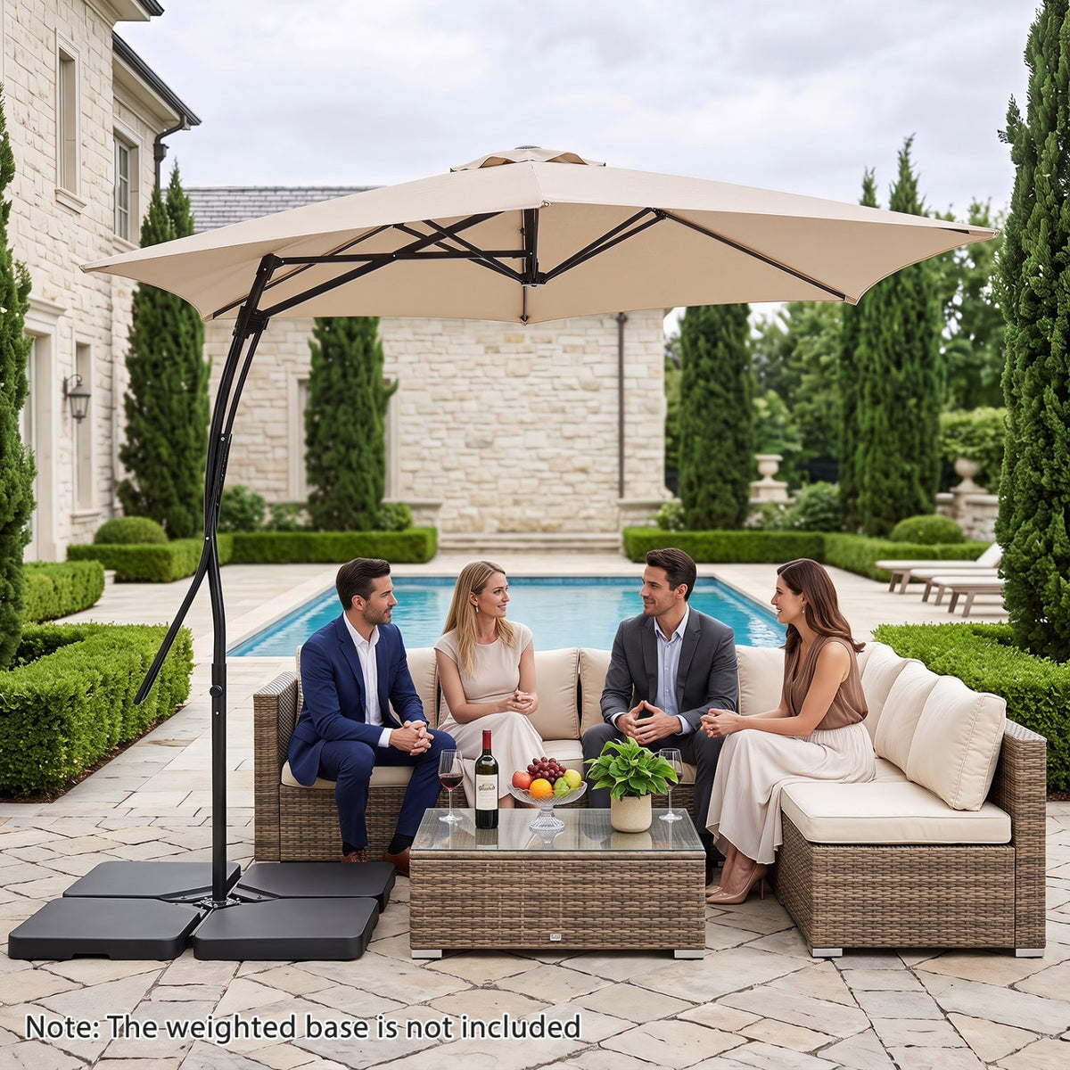 9 FT Cantilever Umbrella with Cross Base and Crank Handle 13