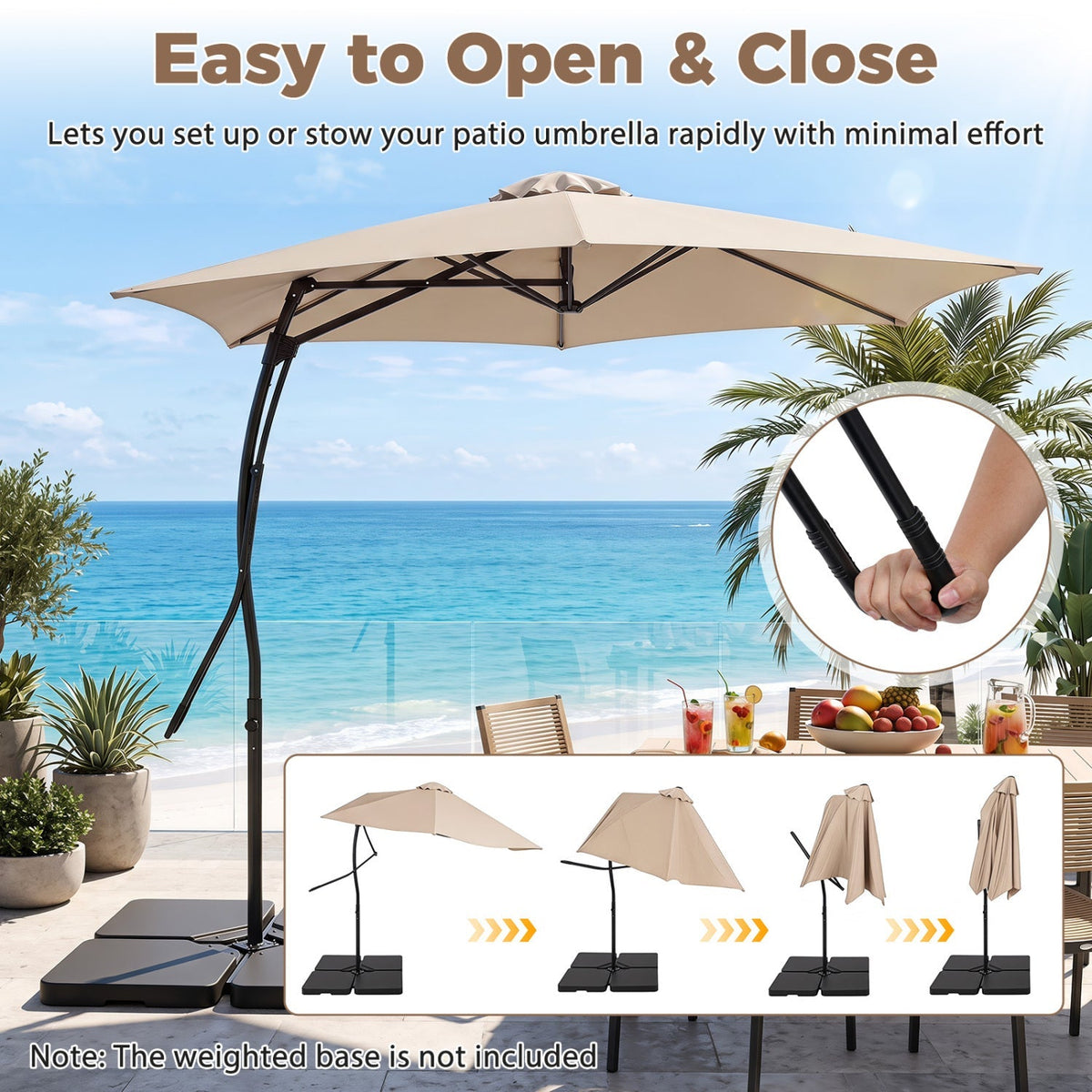 9 FT Cantilever Umbrella with Cross Base and Crank Handle 14