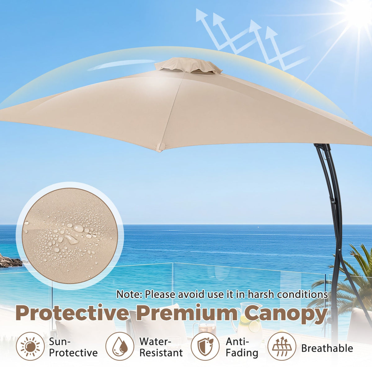9 FT Cantilever Umbrella with Cross Base and Crank Handle 15