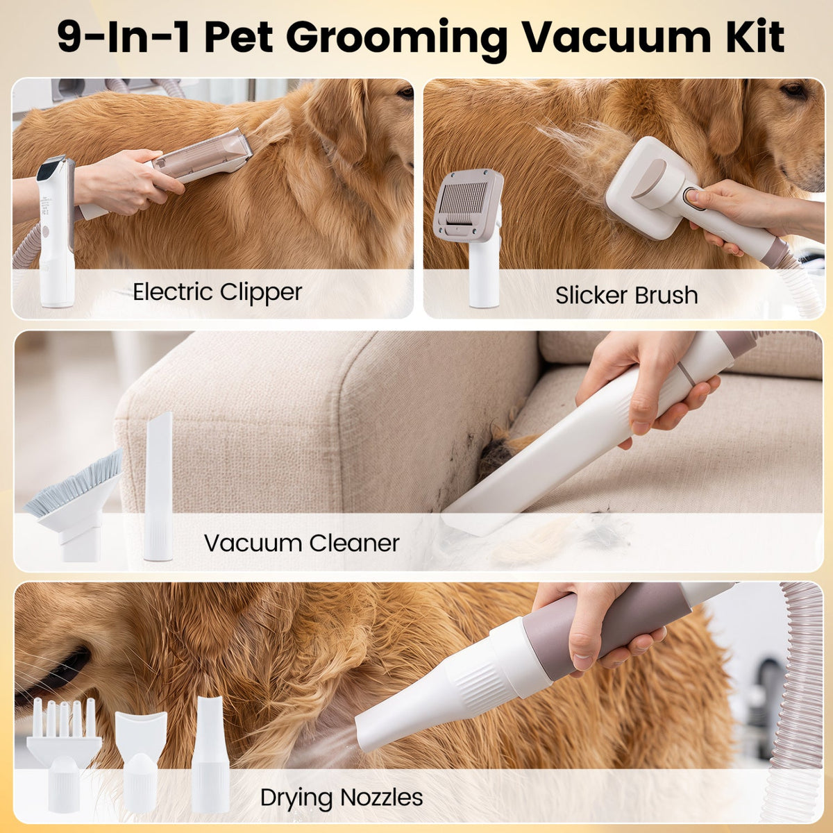 9-in-1 Dog Grooming Vacuum Kit with 3 Suction Modes 3