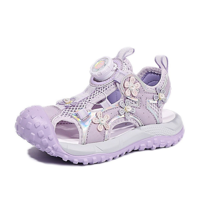 2026 Summer New Girls Closed-Toe Sandals, Kids Soft Sole Non-Slip Beach Shoes, Girls Sports Sandals 4
