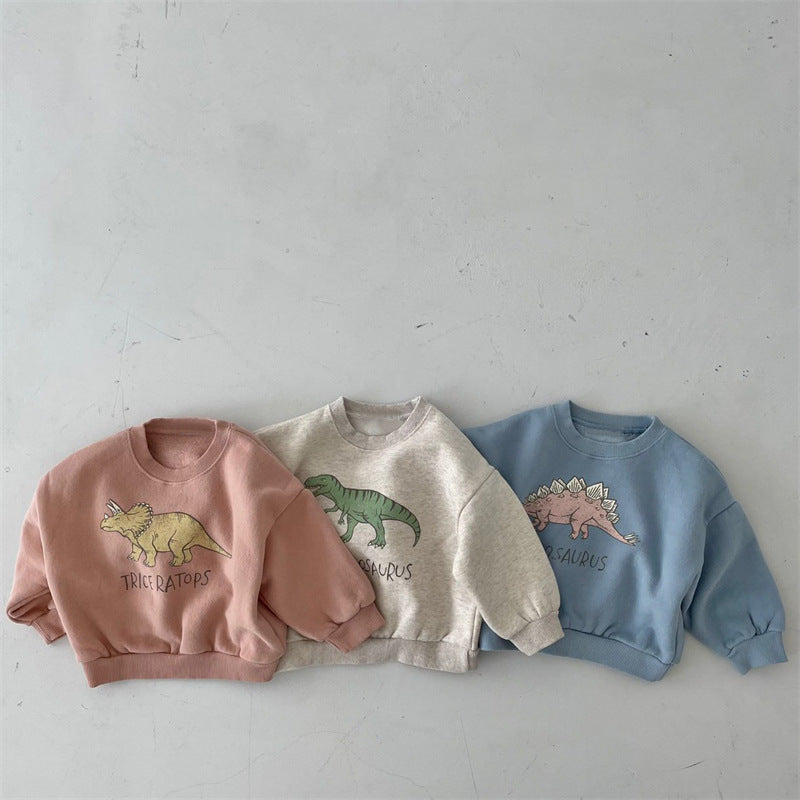 New Children's Cute Dinosaur Fleece Soft Pullover Sweater 1
