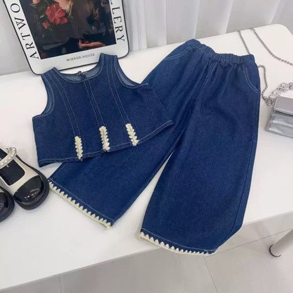 New Kids T-ShirtVest And Wide-Leg Pants Three-Piece Set 4