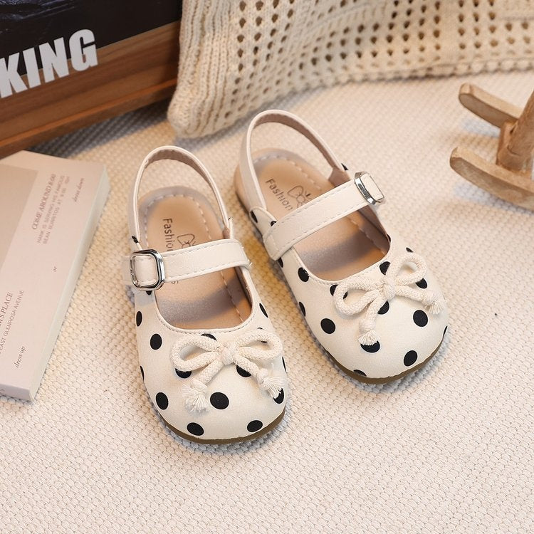 2026 Summer Fairy Style Baby Girls Closed Toe Ballet Sandals Bow Polka Dot Vintage Mary Jane Shoes Kids Casual Princess Sandals 4