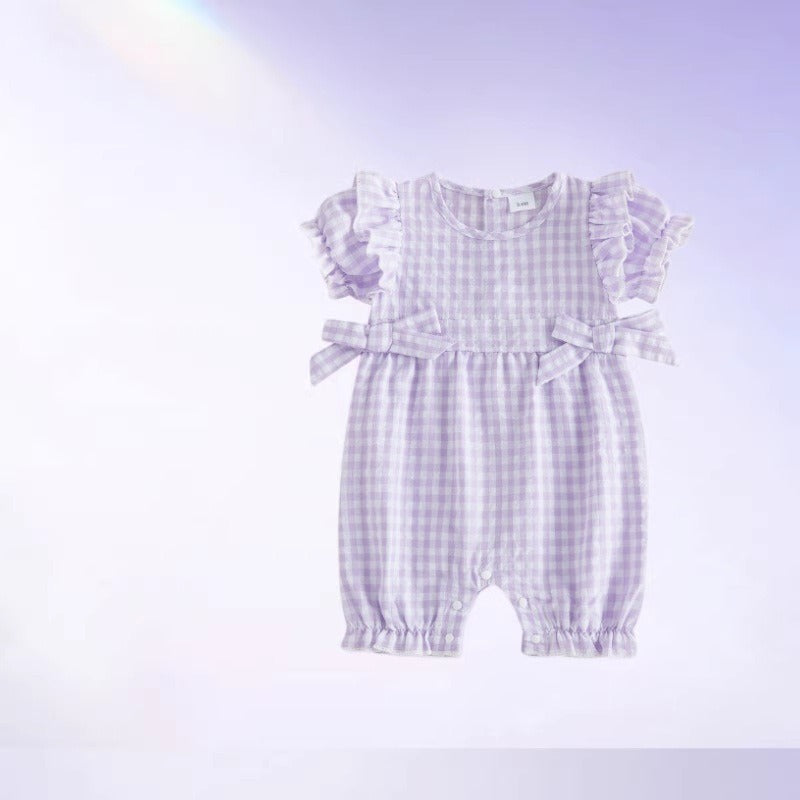 Summer New Arrival Baby Girls Plaid Onesie 2