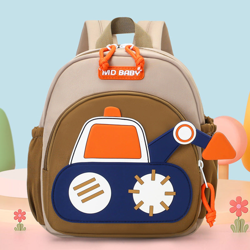Cute Childrens Backpack Early Education Little Excavator Casual Shoulder Bag 2