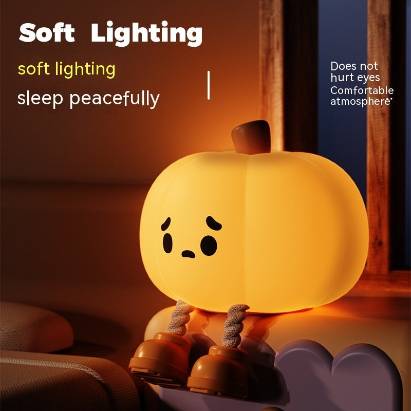 Home Decor Halloween Pumpkin Night Light Cute Soft Silicone Lamp Touch  Dimmable Rechargeable Bedside Decor Light Kids Gifts Halloween Decorations 8