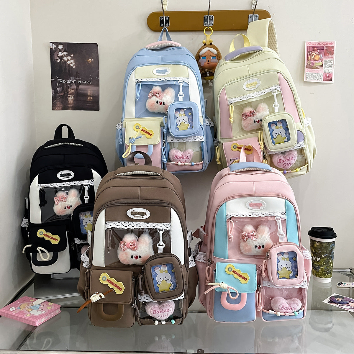 High Appearance School Bag With A Cute Color Block Design 1