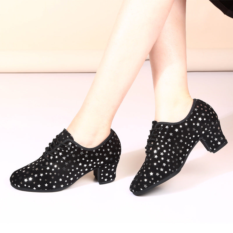 Outdoor Latin Dance Shoes With A Fabric Upper Star Design And Rubber Sole 3