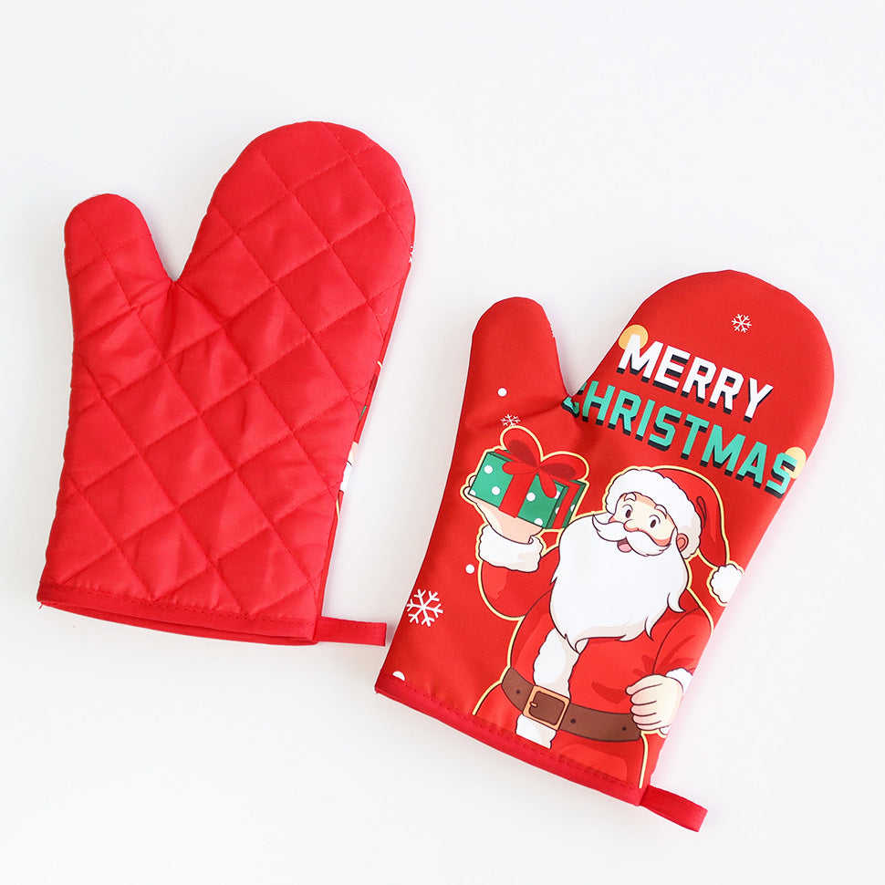 Christmas series insulated gloves, oven gloves, kitchen baking oven gloves, insulated and heat-resistant gloves 2