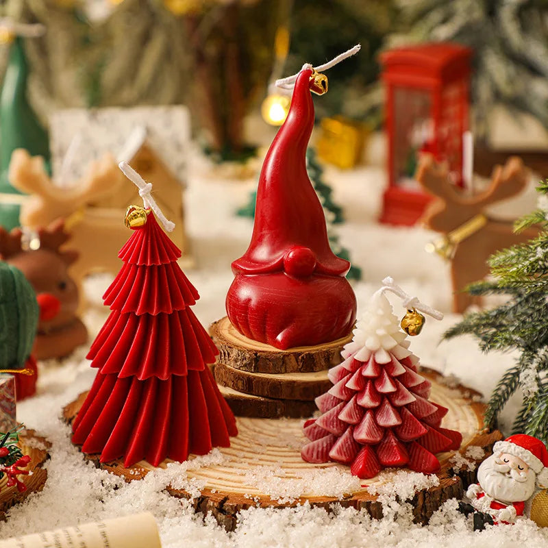 Cute Christmas Tree Candles Novelty Christmas Gifts Mini Wax Candle Red Green Scented Candles for Home Decor 3