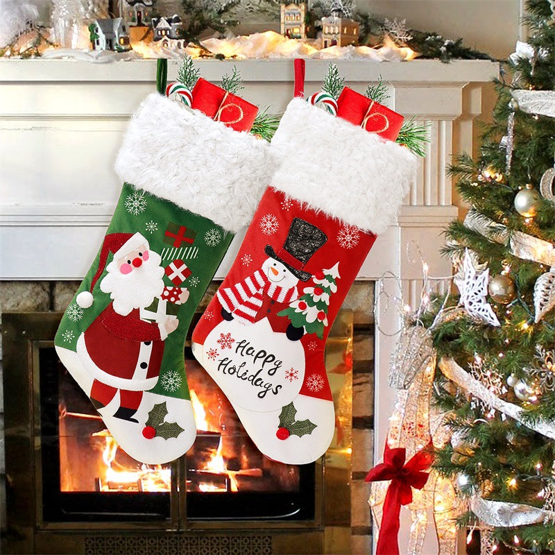 Christmas decorations Christmas pendants Christmas socks Santa Claus snowman velvet socks Christmas socks gift bags 1
